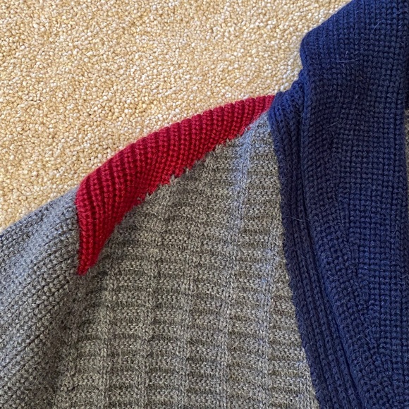 Propaganda Agency Cardigan Sweater - Navy, Gray, and Red - Picture 4 of 5